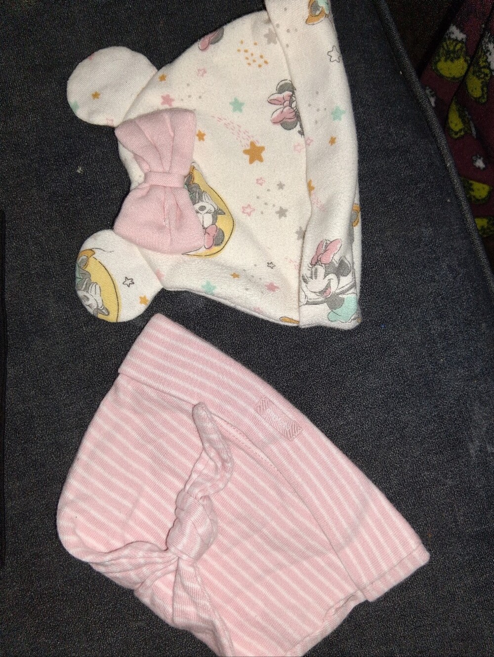 GAP Pink & White Minnie Ear Hat + Pink Striped Knot Beanie